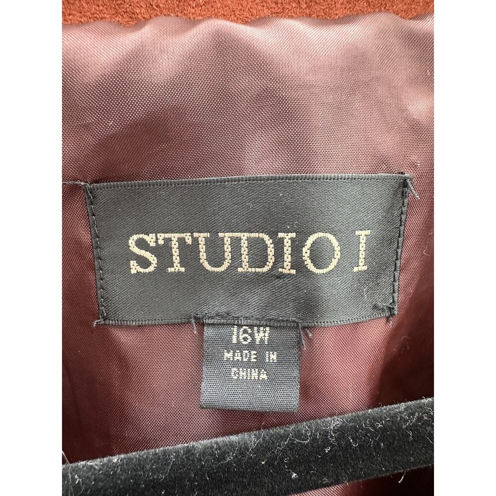 Studio 1 Womens Two Piece Set Size 16W Jacket and Skirt Orange Faux Suede - Picture 8 of 16